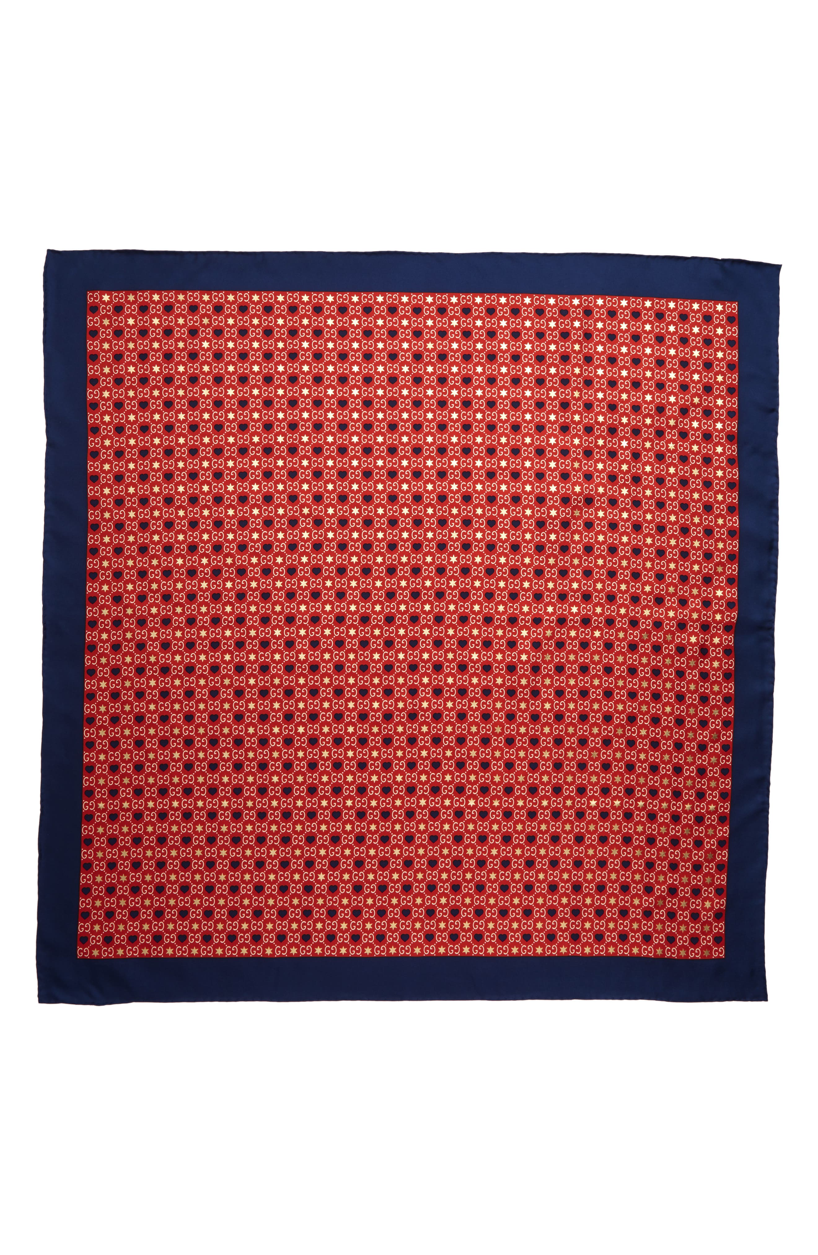 Gucci GG Heart \u0026 Star Print Silk Scarf